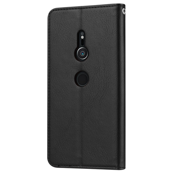 Knead Skin Texture Horizontal Flip Leather Case for Sony Xperia XZ2, with Photo Frame & Holder & Card Slots & Wallet(Black)