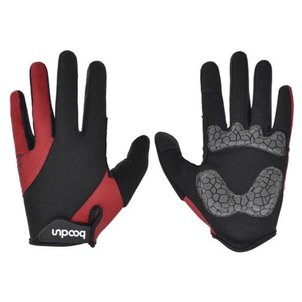 Boodun Riding Gloves Splicing Long Finger Bike Gloves Outdoor Sports Gloves, Size: M(Red)