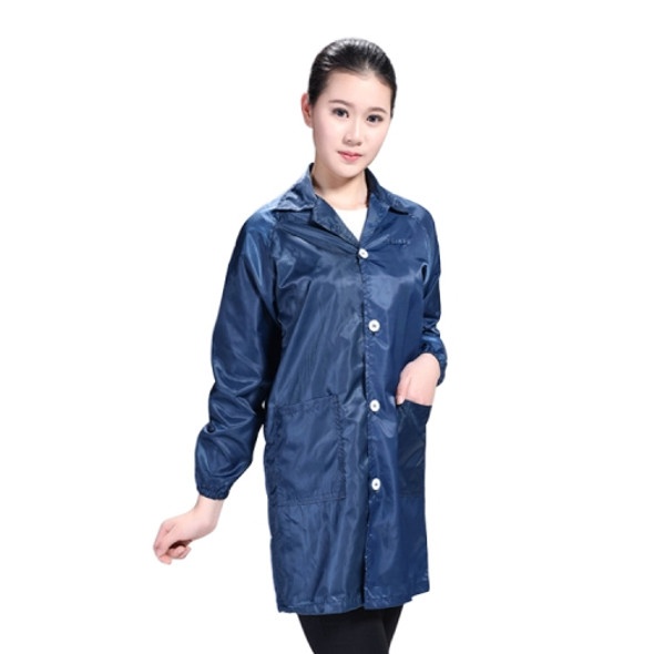 Electronic Factory Anti Static Blue Dust-free Clothing Stripe Dust-proof Clothing, Size:XXXL(Navy Blue)