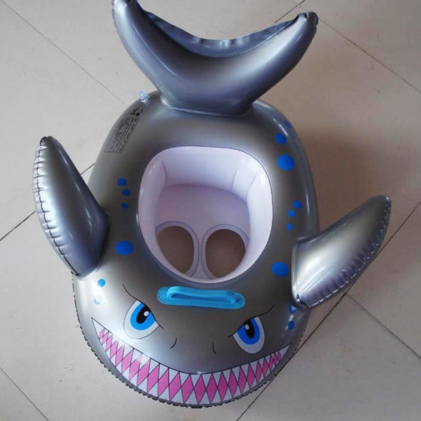 Shark Shape Swimming Seat Inflatable Swimming Ring for Children, with Handle, Size:62 x 52cm(Silver)