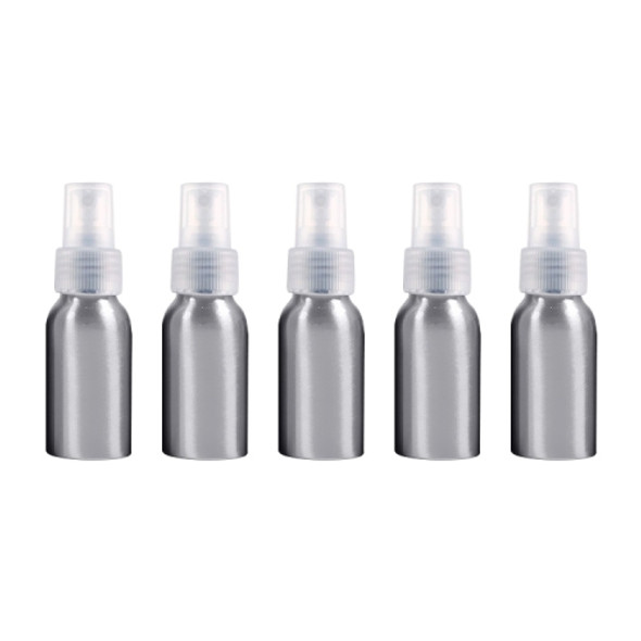 5 PCS Refillable Glass Fine Mist Atomizers Aluminum Bottle, 50ml(Transparent)