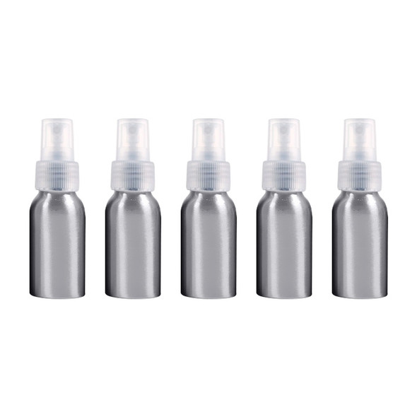 5 PCS Refillable Glass Fine Mist Atomizers Aluminum Bottle, 50ml(Transparent)