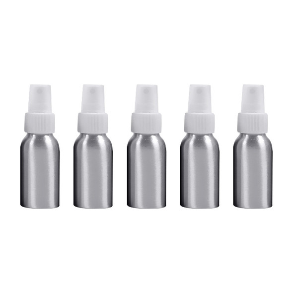 5 PCS Refillable Glass Fine Mist Atomizers Aluminum Bottle, 50ml(White)