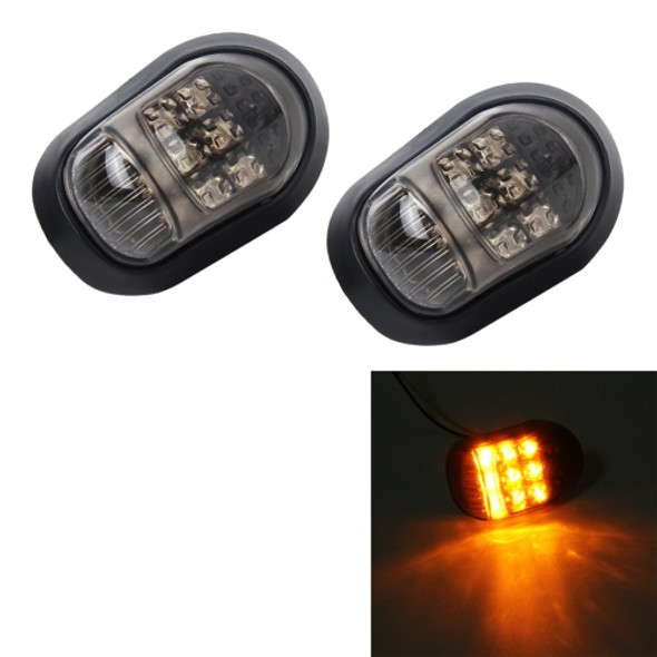 2 PCS Oval Shape DC 12V Motorcycle 9-LED Yellow Light Turn Signal Indicator Blinker Light