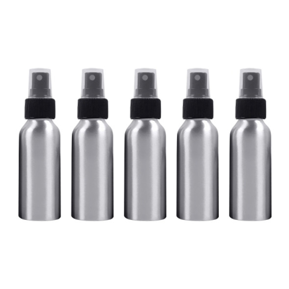 5 PCS Refillable Glass Fine Mist Atomizers Aluminum Bottle, 100ml(Black)
