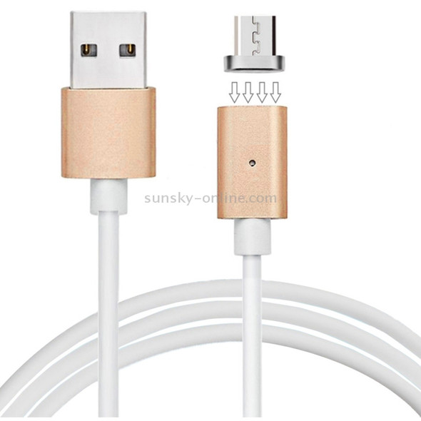 1m Metal Head Magnetic Micro USB to USB Data Sync Charging Cable, For Samsung, Huawei, HTC, Xiaomi Mobile Phones(Gold)