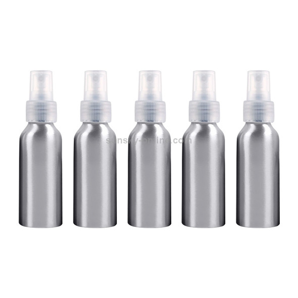 5 PCS Refillable Glass Fine Mist Atomizers Aluminum Bottle, 100ml(Transparent)