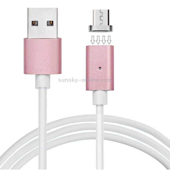 1m Metal Head Magnetic Micro USB to USB Data Sync Charging Cable, For Samsung, Huawei, HTC, Xiaomi Mobile Phones(Rose Gold)