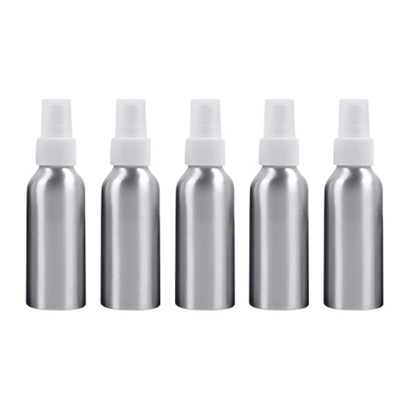 5 PCS Refillable Glass Fine Mist Atomizers Aluminum Bottle, 100ml(White)