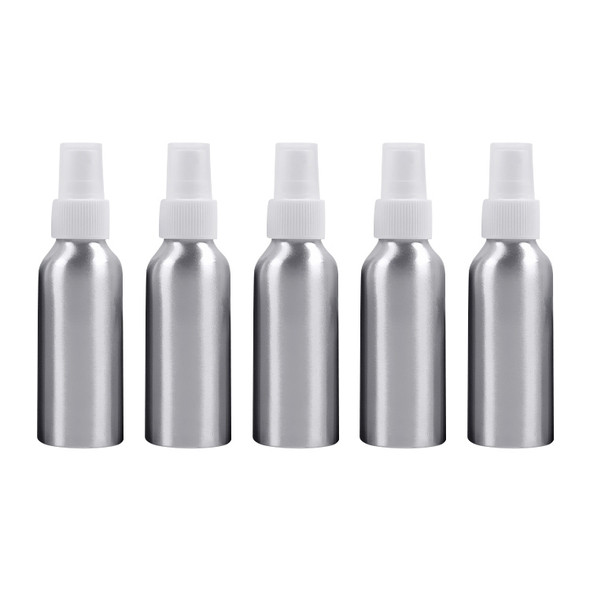 5 PCS Refillable Glass Fine Mist Atomizers Aluminum Bottle, 100ml(White)