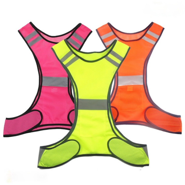 Sports Reflective Vest Night Running Outdoor Reflective Clothing Traffic Safety Reflective Vest,Style: Without Led(Pink)