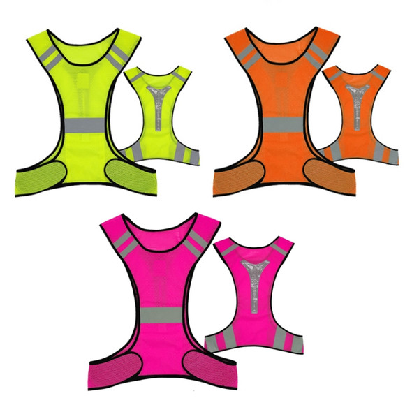 Sports Reflective Vest Night Running Outdoor Reflective Clothing Traffic Safety Reflective Vest,Style: With Led(Fluorescent Yellow)