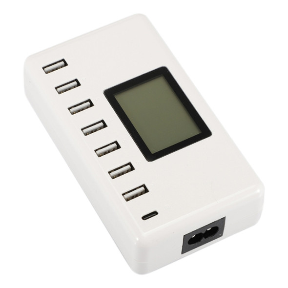 i10 40W 7 USB Ports + USB-C / Type-C Port Multi-function Charger with LED Display, UK Plug