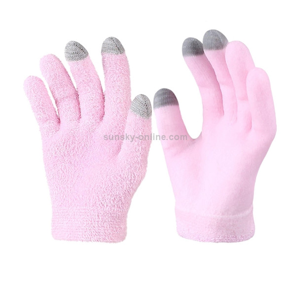 2 PCS Feather Yarn Touch Screen Gloves Outdoor Full Finger Gloves(Pink)