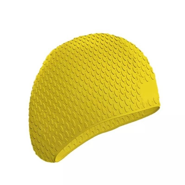 2 PCS Silicone Waterproof Swimming Caps Protect Ears Long Hair Sports Swimming Cap for Adults(Yellow)