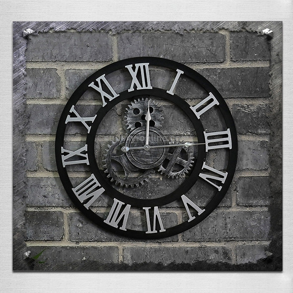 Originality American Industrial Style Wood Vintage Old Gear Wall Clock (Silver)