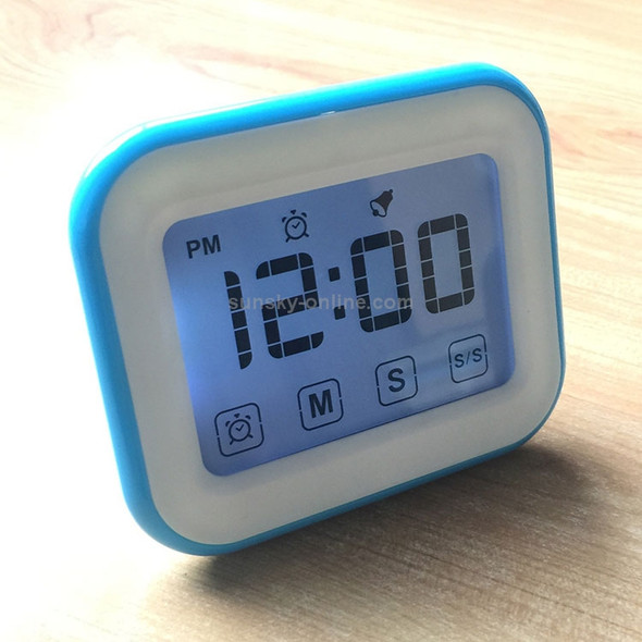 Kitchen Timer Digital Alarm Clock Large LCD Touch Screen Come with Night Light for Cooking Baking(Blue)