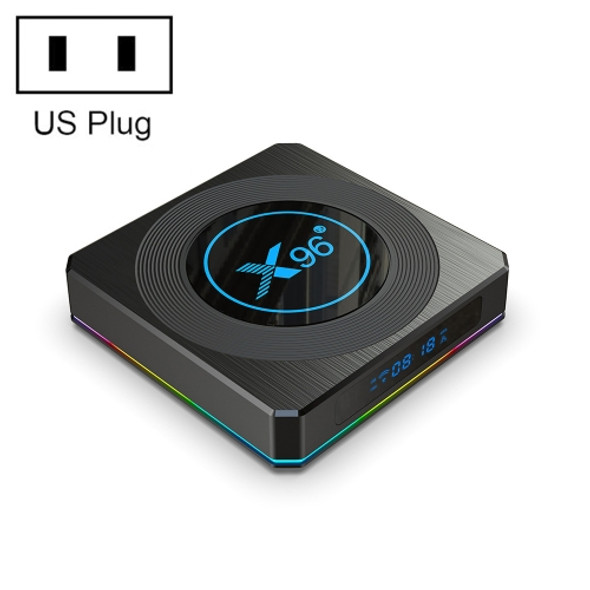 X96 X4 8K Smart TV BOX Android 11.0 Media Player with Remote Control, Amlogic S905X4 Quad Core ARM Cortex A55, RAM: 4GB, ROM: 32GB, Support 100M, Dual Band WiFi, Bluetooth, US Plug