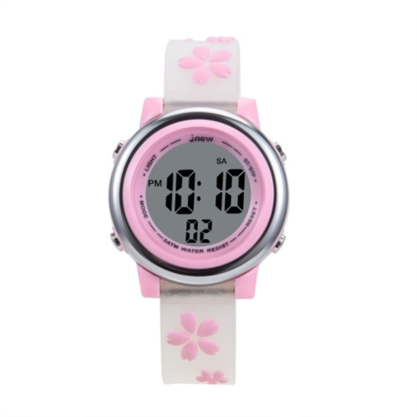 JNEW A380-86195 Children Cartoon Cherry Blossom Waterproof Time Recognition Colorful LED Electronic Watch(White)