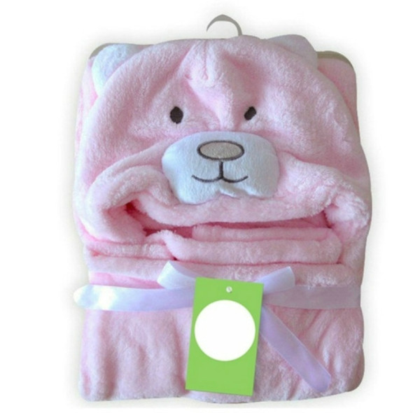 Baby Animal Shape Hooded Cape Bath Towel, Size:100×75cm(Pink Bear)