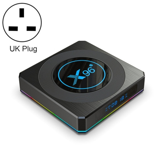 X96 X4 8K Smart TV BOX Android 11.0 Media Player with Remote Control, Amlogic S905X4 Quad Core ARM Cortex A55, RAM: 4GB, ROM: 64GB, Support 1000M, Dual Band WiFi, Bluetooth, UK Plug