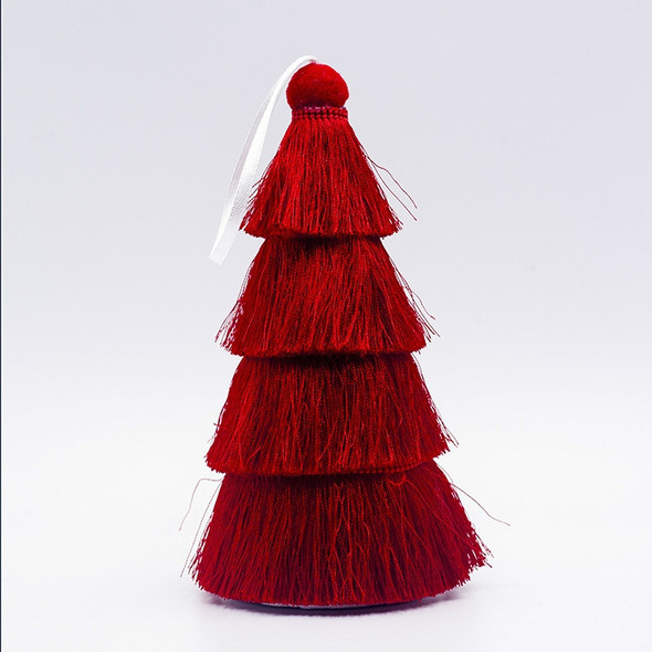 2 PCS Tassel Christmas Tree Ornaments Creative Home Decoration Ornaments( Red )