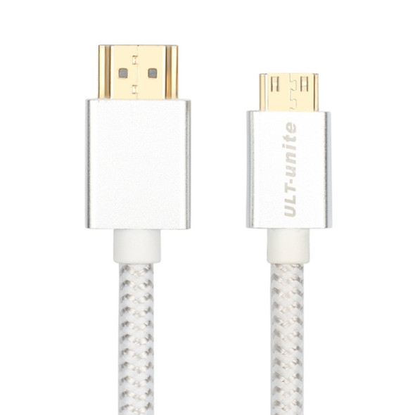 ULT-unite Gold-plated Head HDMI 2.0 Male to Mini HDMI Male Nylon Braided Cable, Cable Length: 3m (Silver)