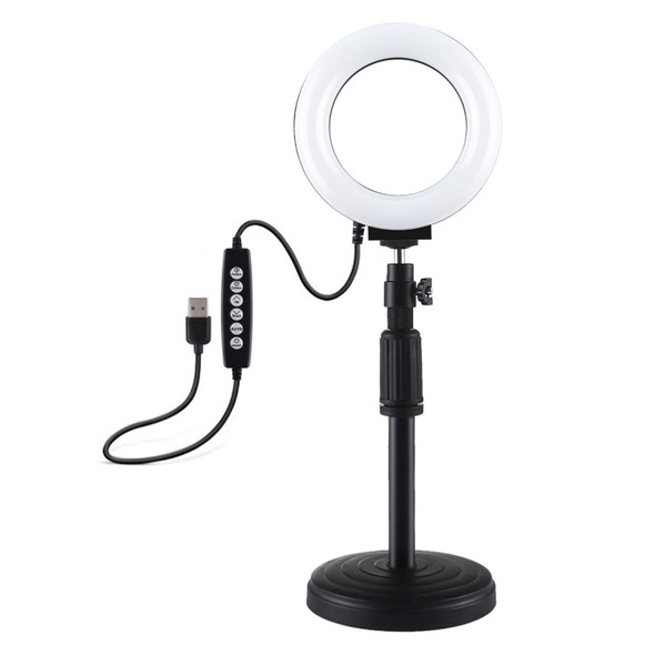 PULUZ 4.7 inch 12cm Curved Surface Ring Light + Round Base Desktop Mount USB 10 Modes 8 Colors RGBW Dimmable LED Ring Selfie Beauty Vlogging Photography Video Lights with Cold Shoe Tripod Ball Head(Black)