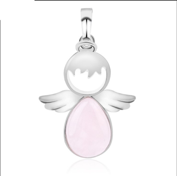 Women Angel Wings Pendants Natural Crystal Stone Necklaces(Blue Sand)