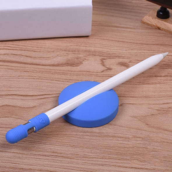 For Apple Pencil Creative Anti-lost (Pencil Cap + Storage Pencil Holder) TouchPen Silicone Protective Cap Set(Dark Blue)