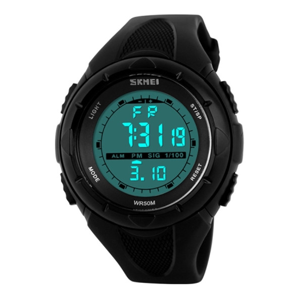 SKMEI 1025 Multifunctional Female Outdoor Fashion Waterproof Large Dial Silicone Watchband Wrist Watch(Black)
