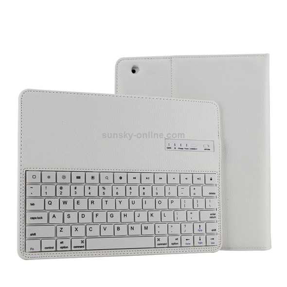 Bluetooth 3.0 Keyboard with Detachable Leather Tablet Case for iPad 4 / 3 / 2(White)