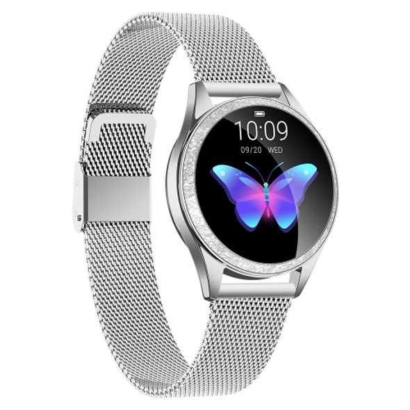 KW20 1.04 inch Screen IP68 Waterproof Women Smart Watch, Support Sleep Monitor / Heart Rate Monitor / Information Reminder, Style:Steel Strap(Silver)