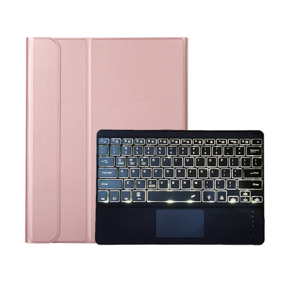 A126-AS For Huawei MatePad Pro 12.6 2021 Sheep Texture Ultra-thin Backlight Bluetooth Keyboard Horizontal Flip Leather Tablet Case with Holder & Touchpad(Rose Gold)