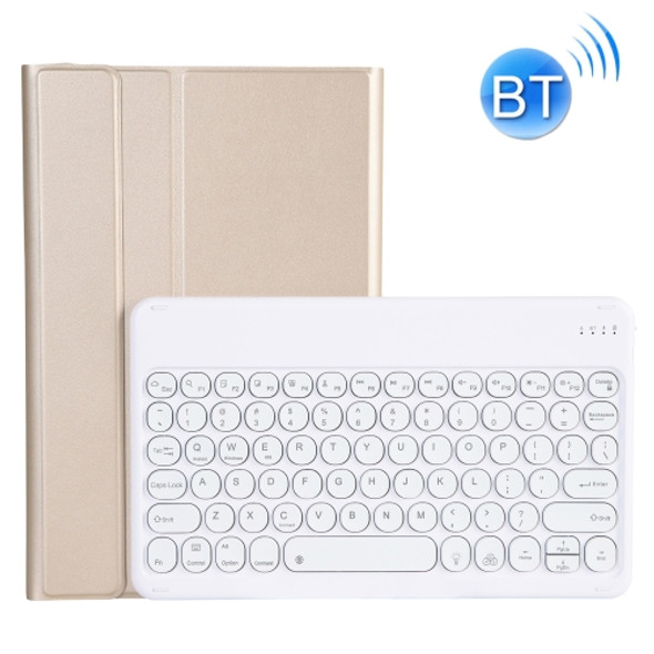 For Lenovo Pad Pro 11.5 inch 2021 TB-J716F / Tab P11 Pro 11.5 inch TB-J706F YAM13 Backlight Style Lambskin Texture Detachable Round Keycap Bluetooth Keyboard Leather Tablet Case with Holder(Gold)