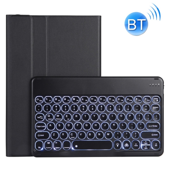 For Lenovo Pad Pro 11.5 inch 2021 TB-J716F / Tab P11 Pro 11.5 inch TB-J706F YAM13 Backlight Style Lambskin Texture Detachable Round Keycap Bluetooth Keyboard Leather Tablet Case with Holder(Black)