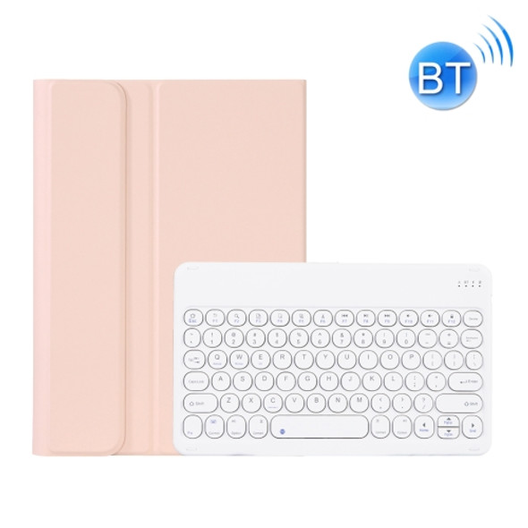 Y0N5 TPU Tablet Case Lambskin Texture Round Keycap Bluetooth Keyboard Leather Tablet Case with Holder For Xiaomi Pad 5 / 5 Pro(Pink)