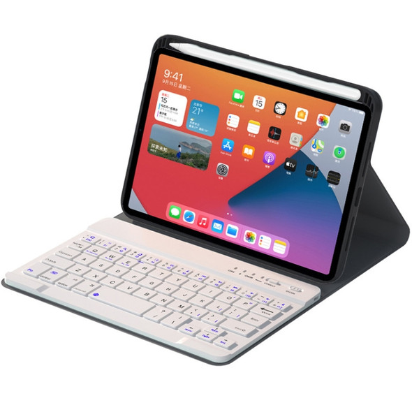 HK006 Square Keys Detachable Bluetooth Keyboard Leather Tablet Case with Holder for iPad mini 6(Black+White)