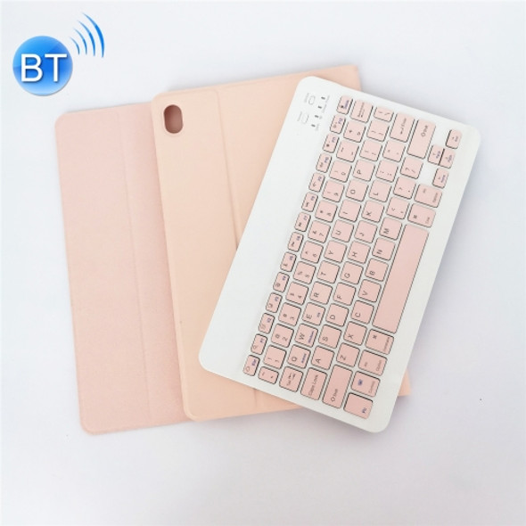 For Lenovo Pad Tab P11 11 inch TB-J606F LX110 Solid Color Detachable Square Keycap Bluetooth Keyboard Leather Tablet Case with Stand(Pink)