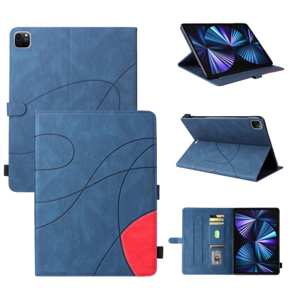 Dual-color Splicing Horizontal Flip PU Leather Case with Holder & Card Slots For iPad Pro 12.9 (2020/2021/2018)(Blue)