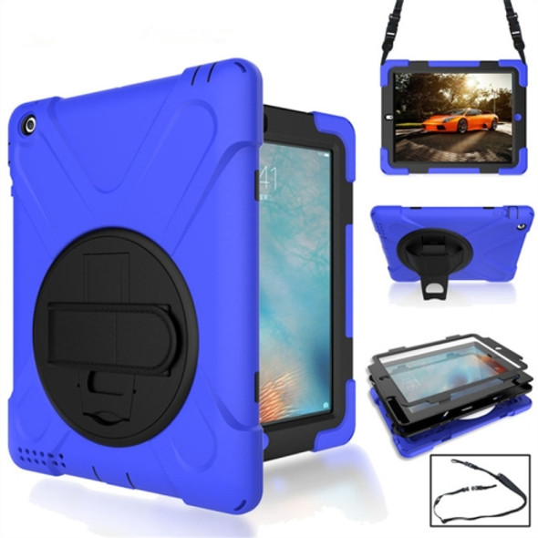 360 Degree Rotation Silicone Protective Cover with Holder and Hand Strap and Long Strap for iPad Pro Air 3 10.5 ?2019?(Blue)