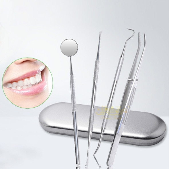 5 in 1 Dental Tool Set (Stainless Steel Probe + Hoe-shaped Dentist + Sickle Dentist + Dental Tweezers + Mouth Mirror)