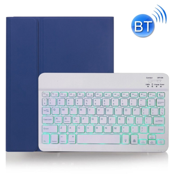 X-11BS Skin Plain Texture Detachable Bluetooth Keyboard Tablet Case for iPad Pro 11 inch 2020 / 2018, with Pen Slot & Backlight (Blue)