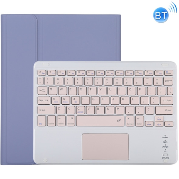 TG-102BC Detachable Bluetooth Pink Keyboard + Microfiber Leather Tablet Case for iPad 10.2 inch / iPad Air (2019), with Touch Pad & Pen Slot & Holder(Purple)