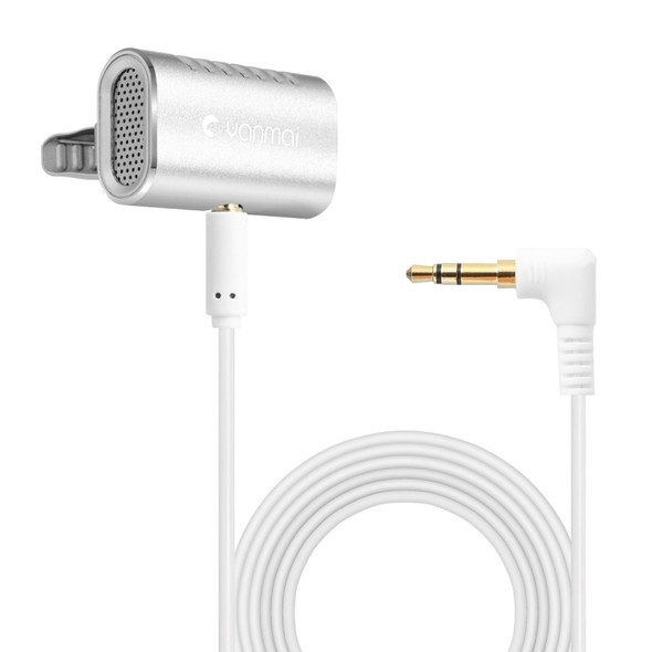 Yanmai R977 Recording Clip-on Lapel Mic Lavalier Omni-directional Double Condenser Microphone, Compatible with PC/iPad/Android and others, for Live Broadcast, Show, KTV, etc (Silver)