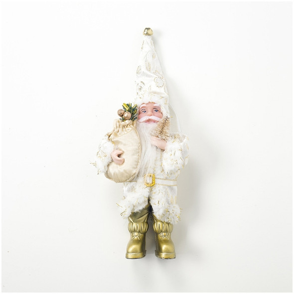 2 PCS Christmas Mini Santa Claus Doll Accessories Scene Decoration(Gold )