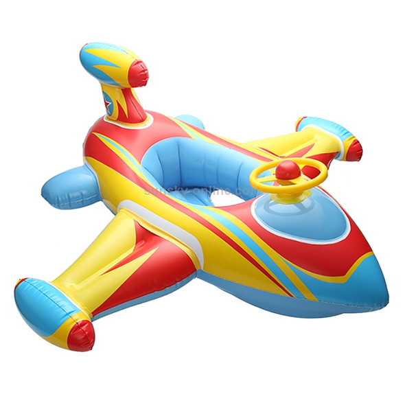 Children Thickened Inflatable Airplane Shape Seat Mount Swimming Ring(Blue)