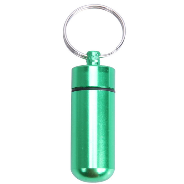 10 PCS Portable Sealed Waterproof Aluminum Alloy First Aid Pill Bottle with Keychain(Green )
