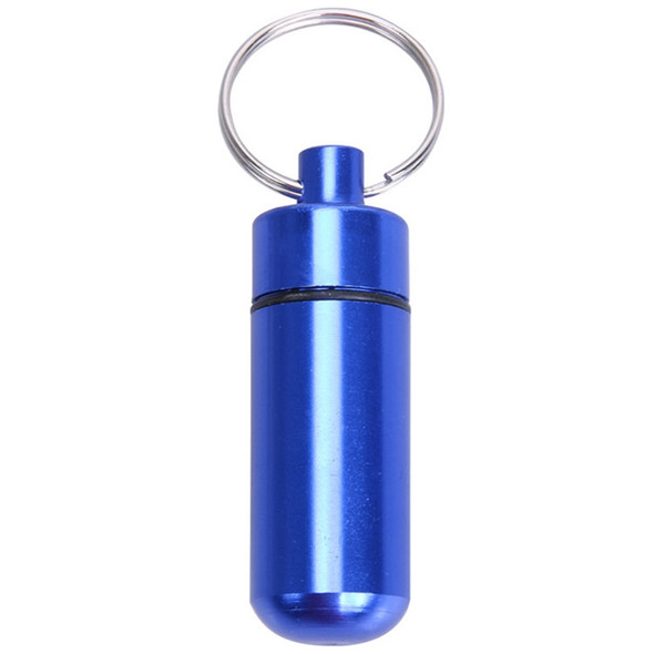 10 PCS Portable Sealed Waterproof Aluminum Alloy First Aid Pill Bottle with Keychain(Blue)