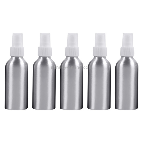 5 PCS Refillable Glass Fine Mist Atomizers Aluminum Bottle, 120ml(White)